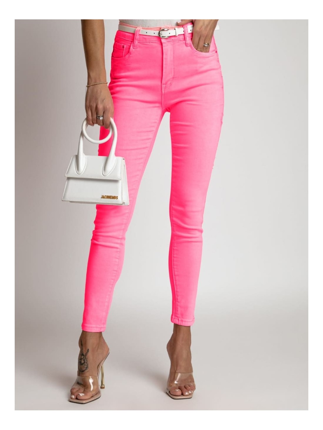 Push up denim pants neon pink 46669